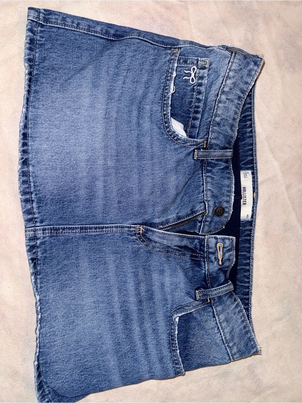 Hollister Blue Denim Bow Mini Skirt